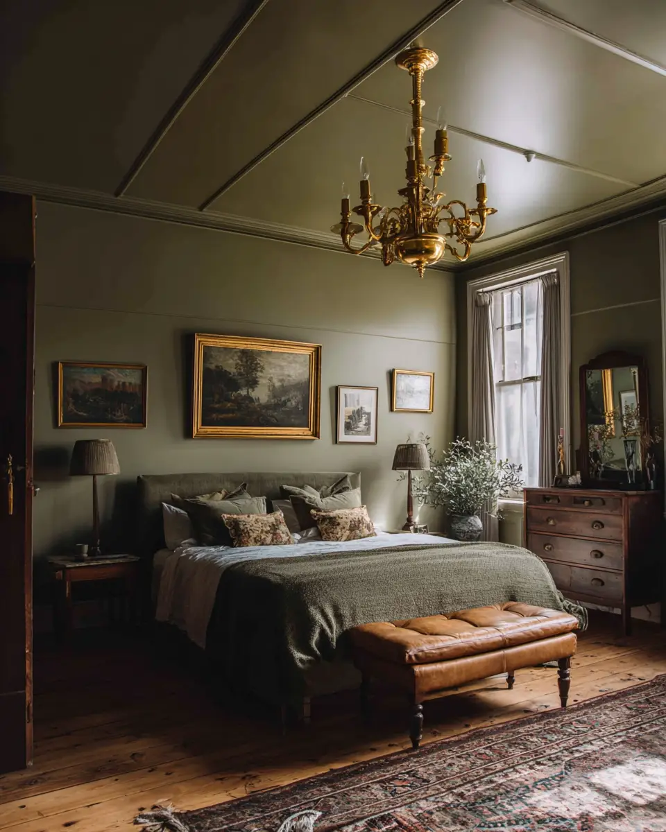 Olive Green Vintage Bedroom Decor Ideas