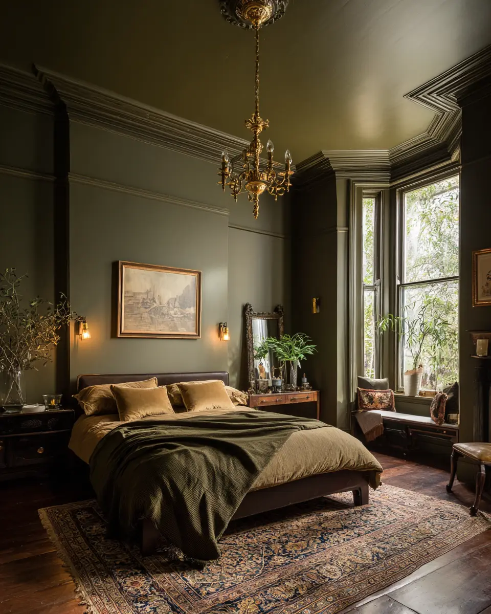 Olive Green Vintage Bedroom Decor Ideas