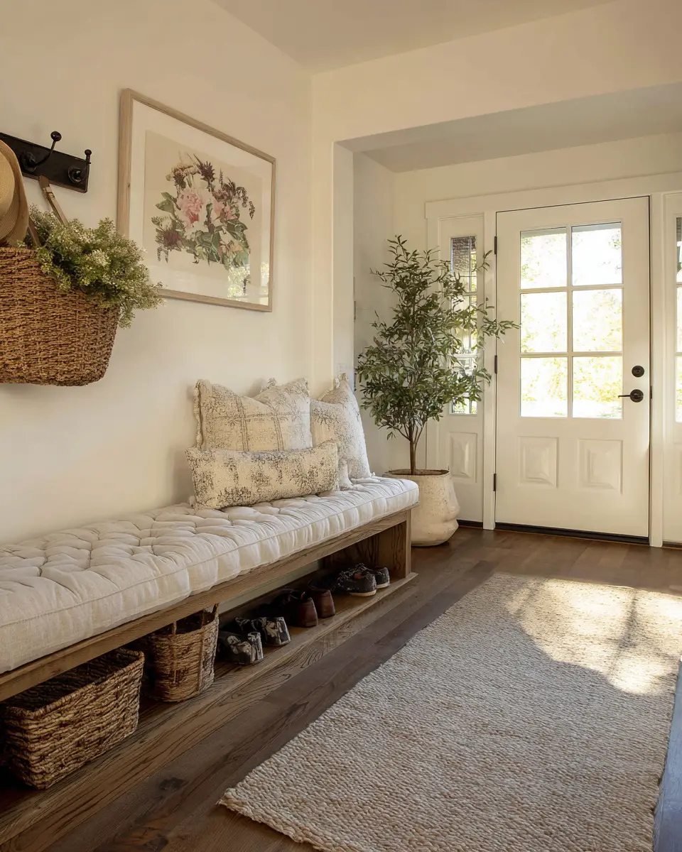 Open Concept Farmhouse Entryway Decor Ideas - Featured