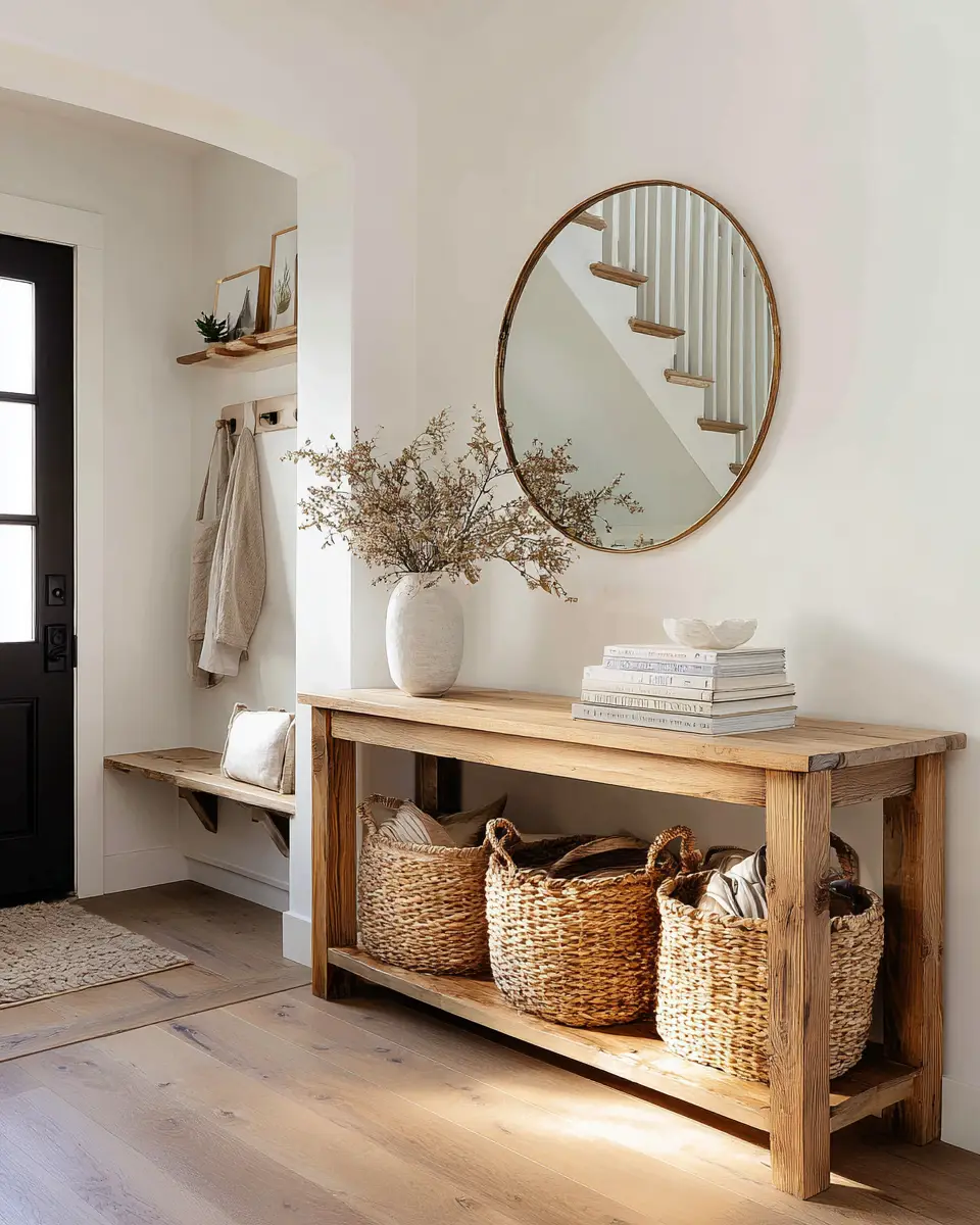 Open Concept Farmhouse Entryway Decor Ideas