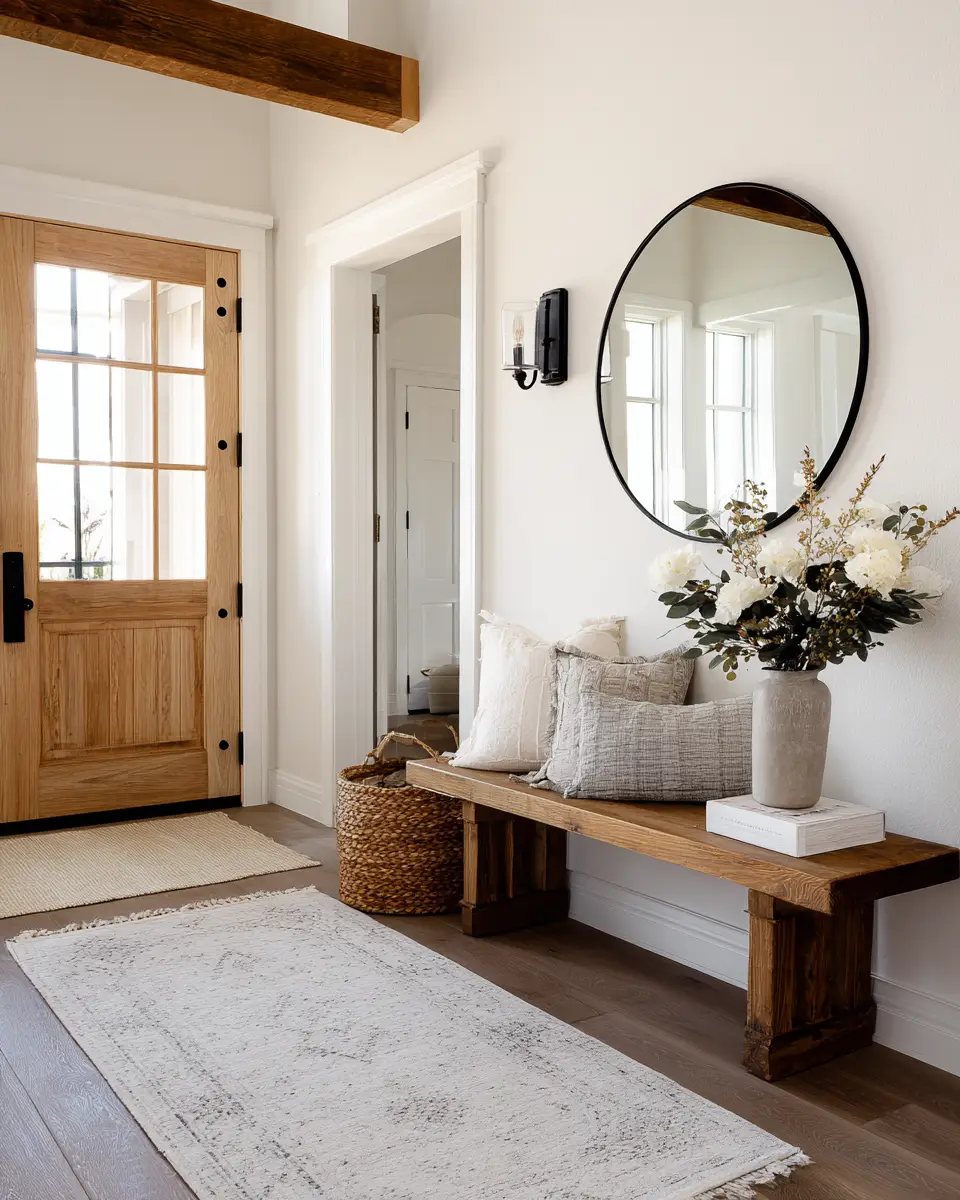 Open Concept Farmhouse Entryway Decor Ideas