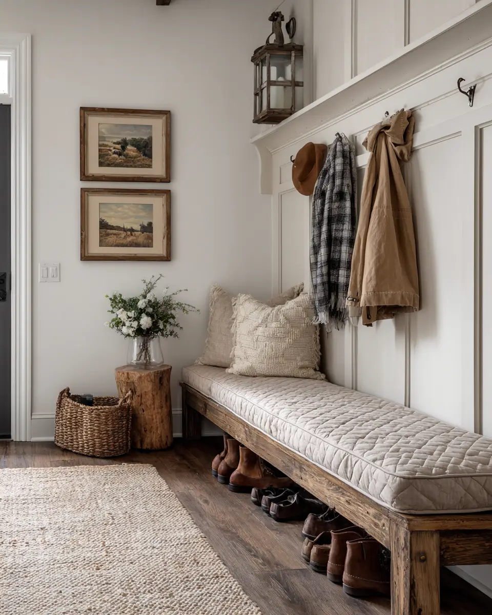 Open Concept Farmhouse Entryway Decor Ideas