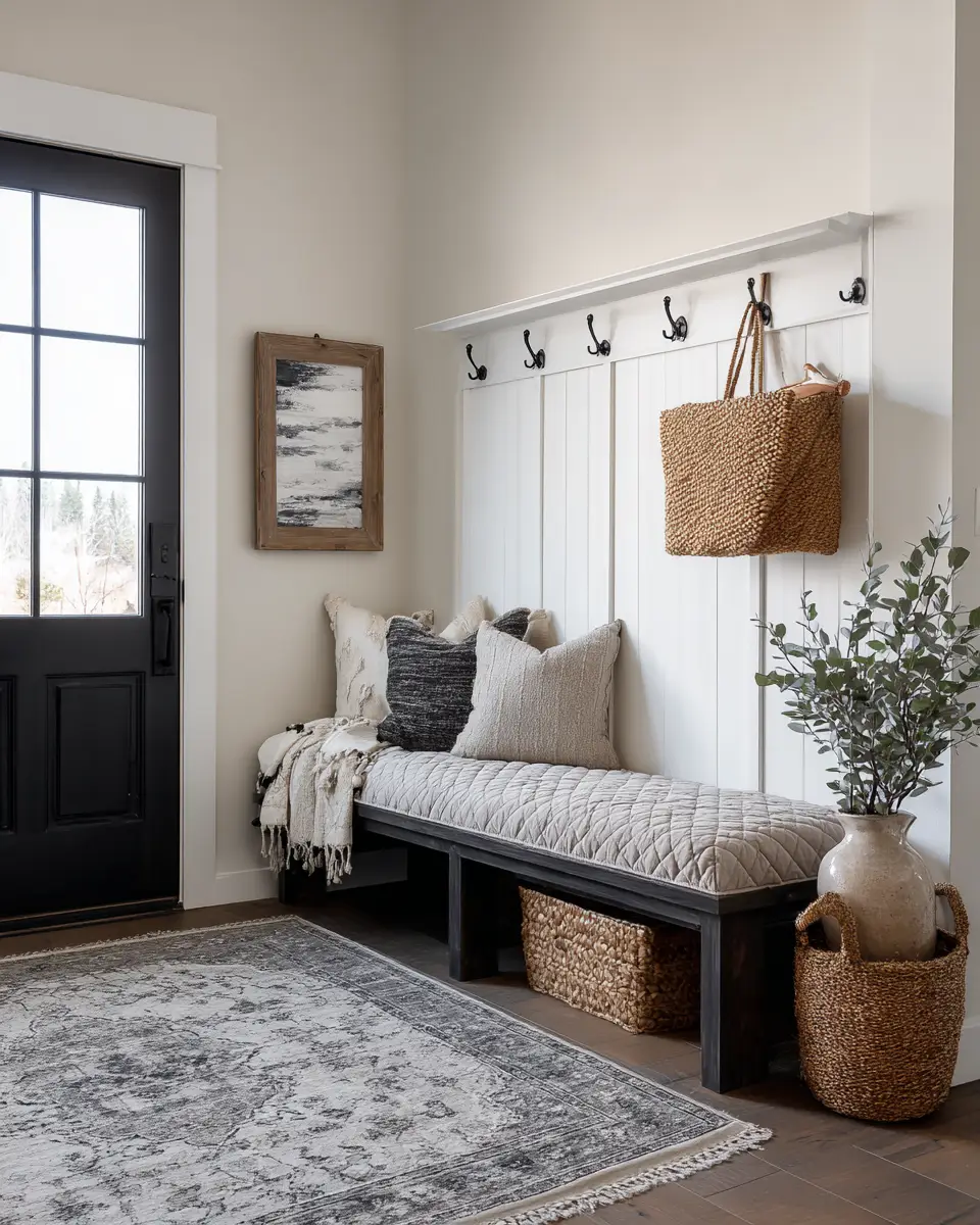 Open Concept Farmhouse Entryway Decor Ideas