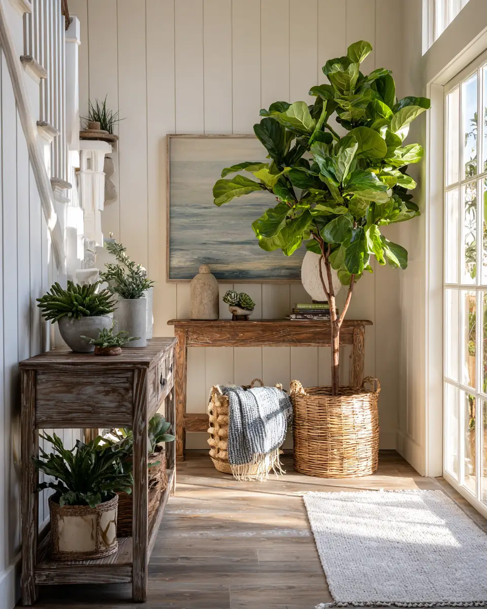 Open Concept Farmhouse Entryway Decor Ideas