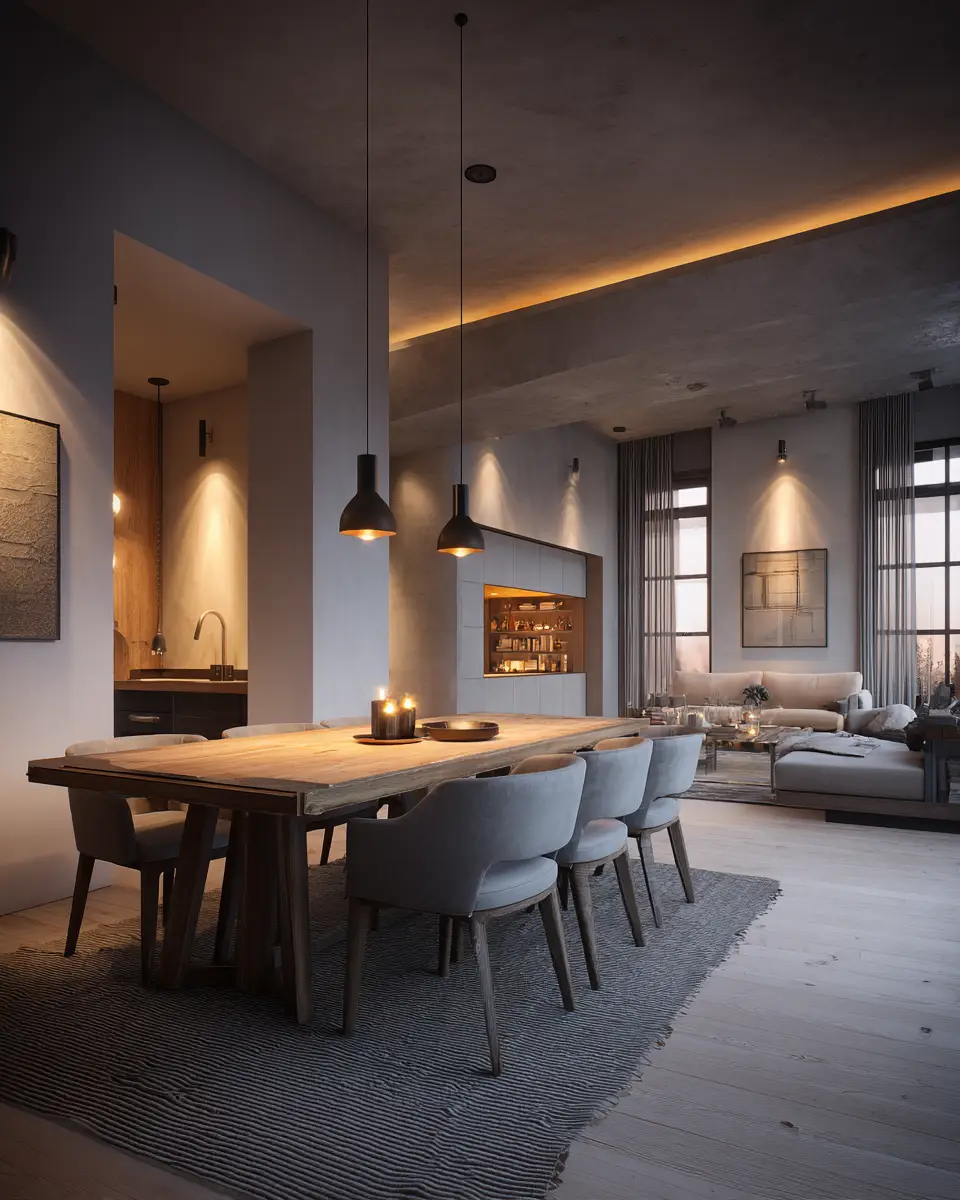 Open Concept Scandinavian Dining Room Decor Ideas