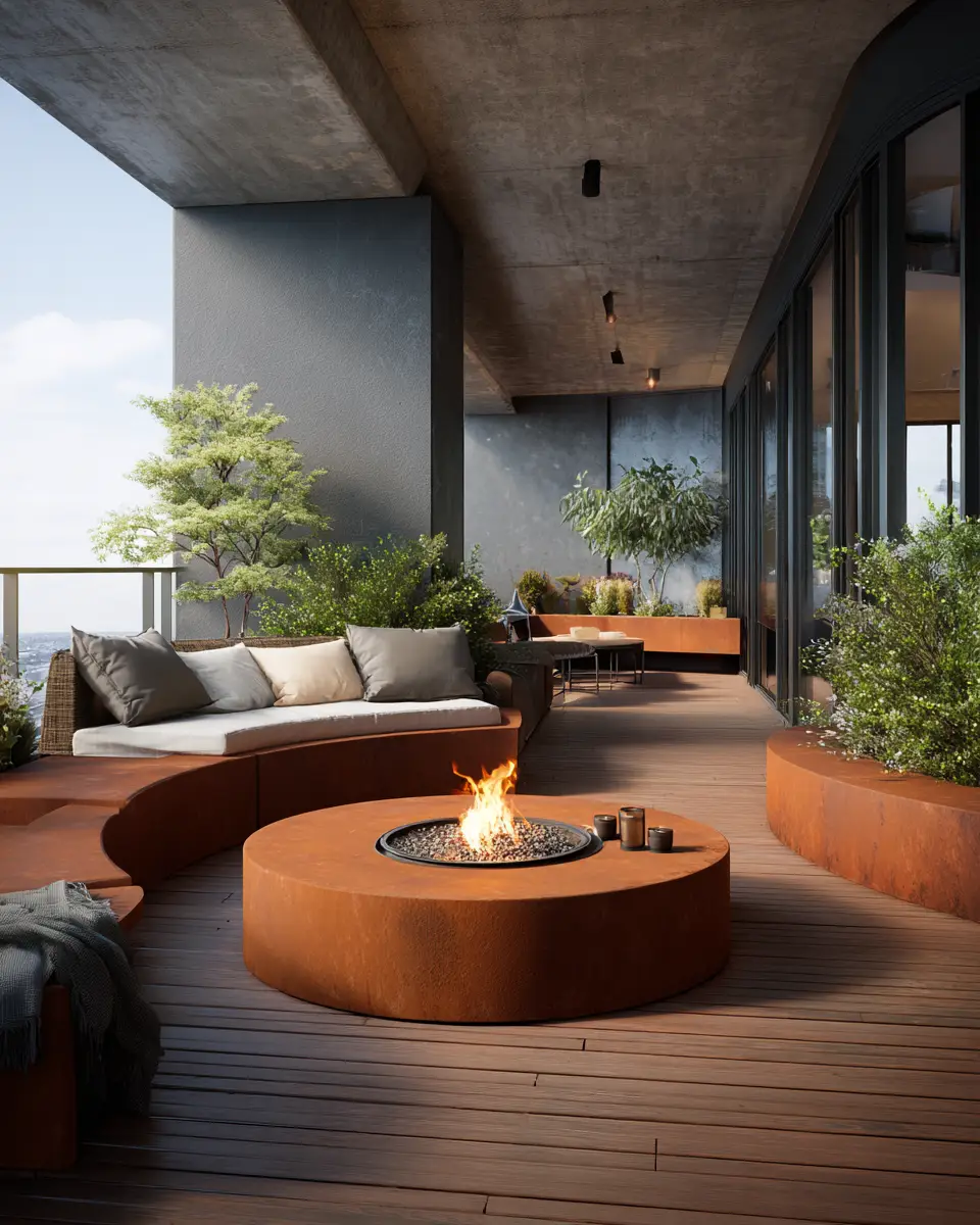 Rust Contemporary Balcony Decor Ideas