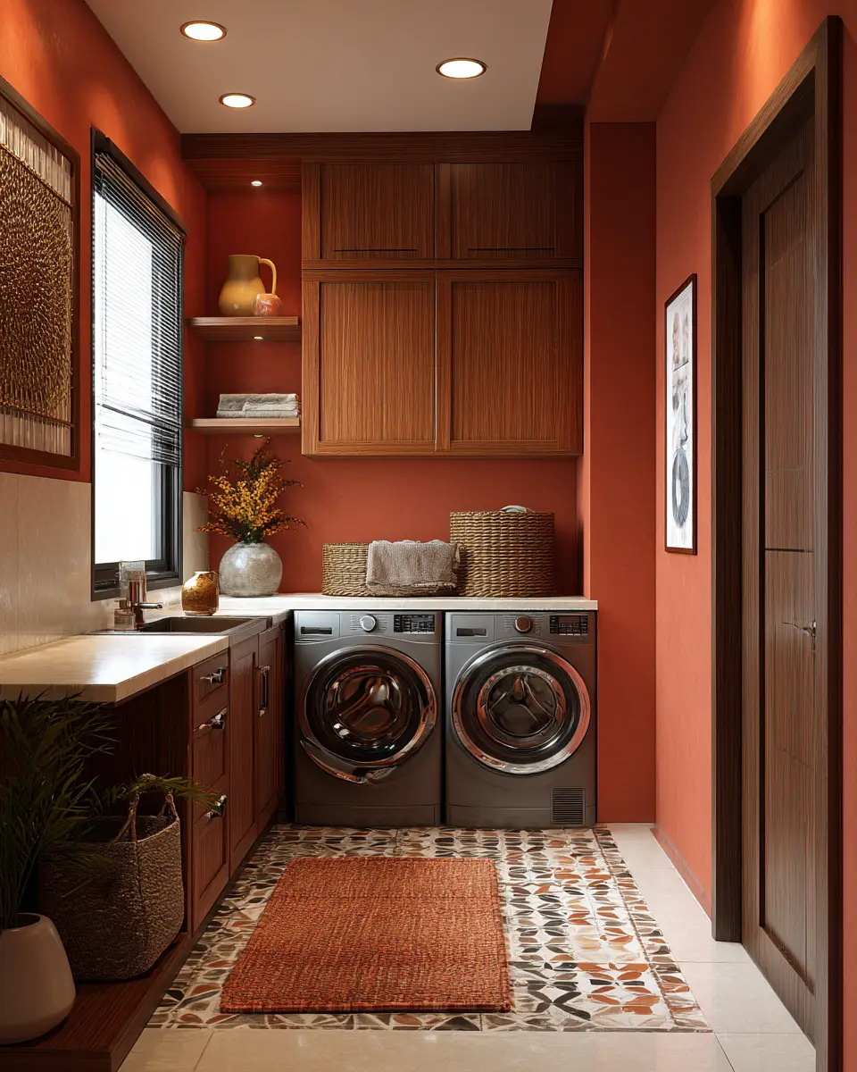 Rust Contemporary Laundry Room Decor Ideas