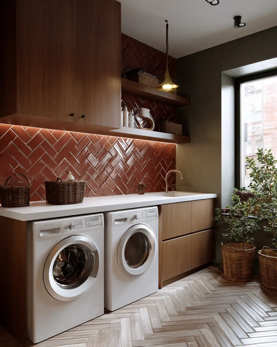 Rust Contemporary Laundry Room Decor Ideas