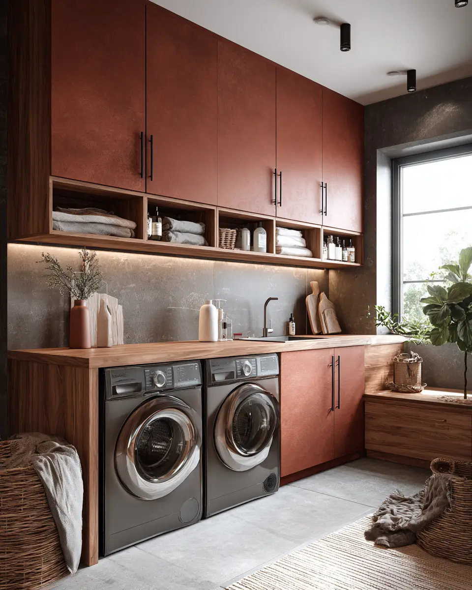 Rust Contemporary Laundry Room Decor Ideas