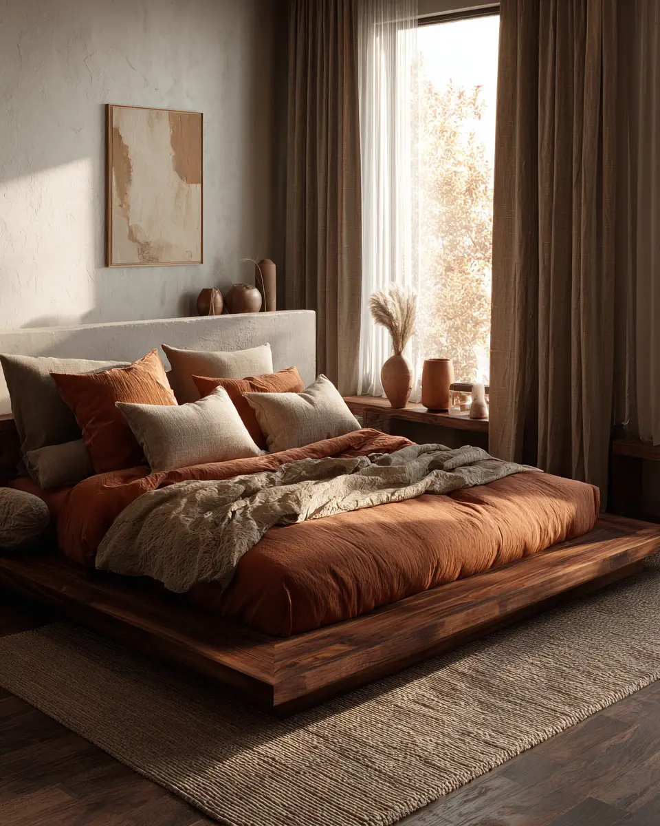 Rust Japandi Bedroom Decor Ideas