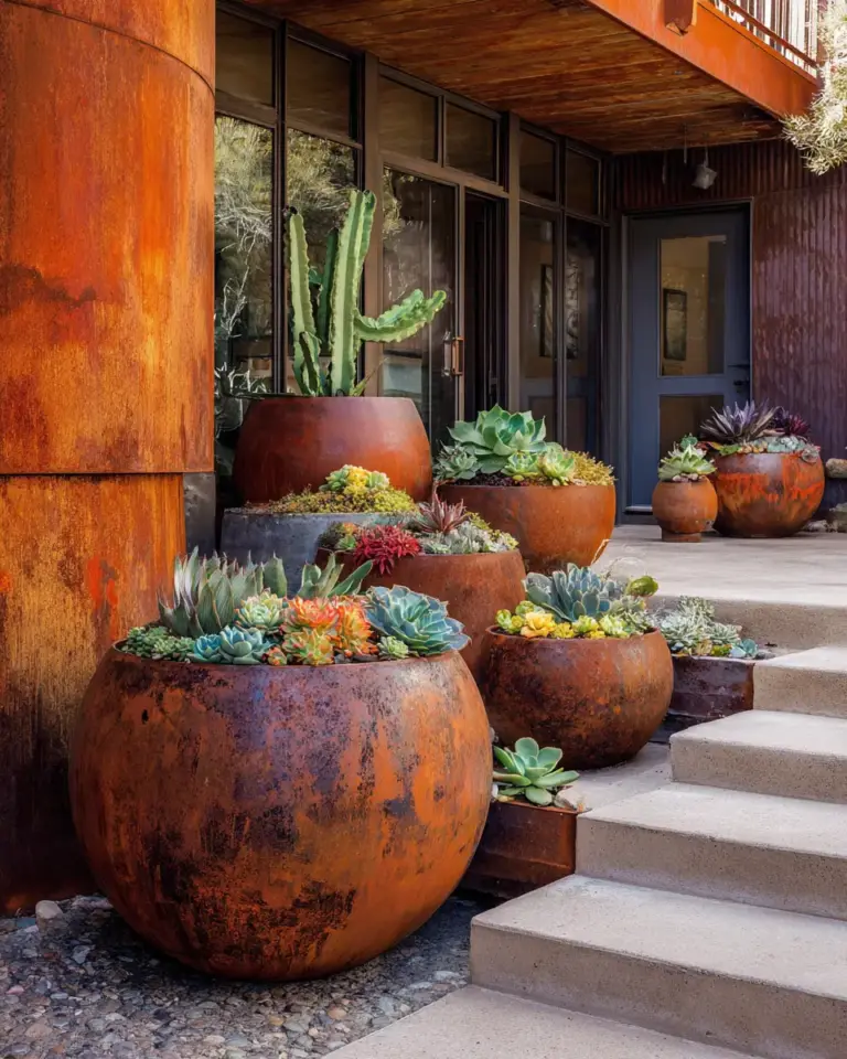 Rust Mid-Century Modern Garden Decor Ideas - Featured