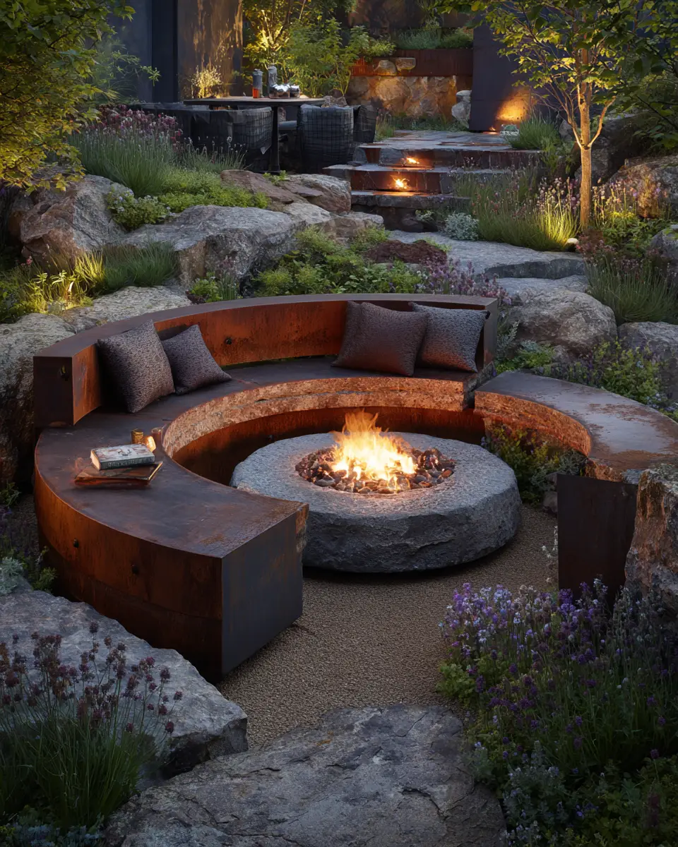 Rust Mid-Century Modern Garden Decor Ideas