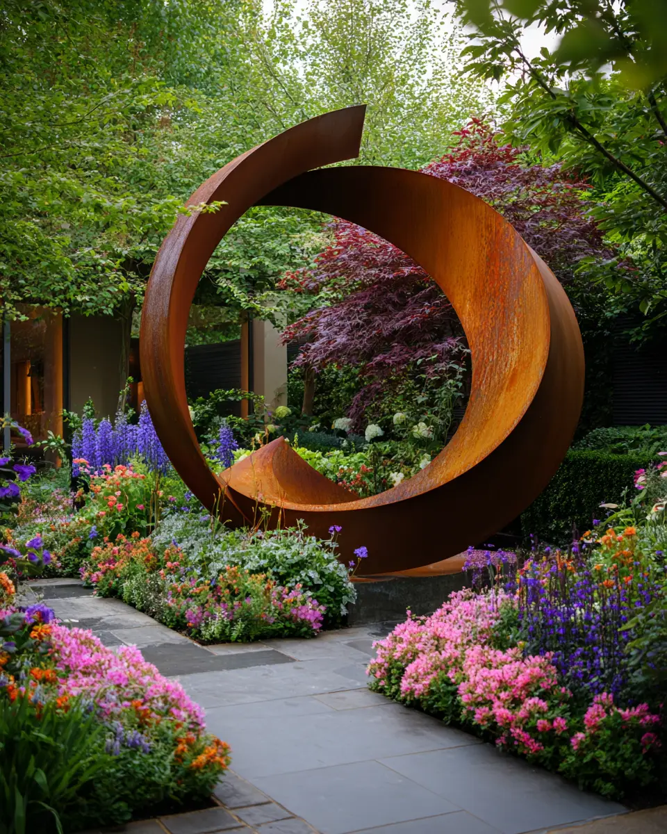 Rust Mid-Century Modern Garden Decor Ideas