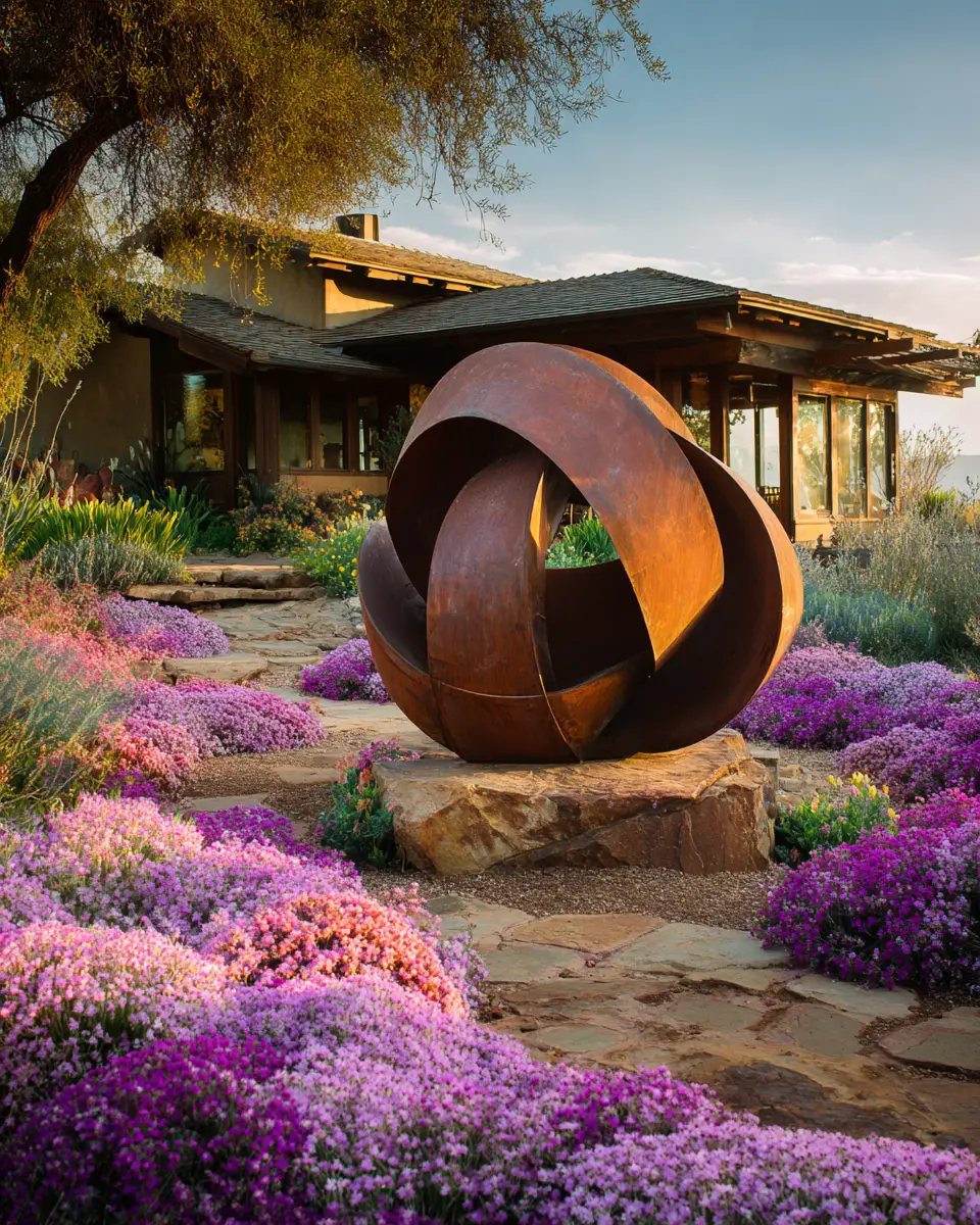 Rust Mid-Century Modern Garden Decor Ideas