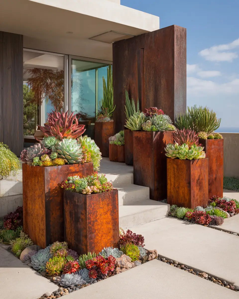 Rust Mid-Century Modern Garden Decor Ideas