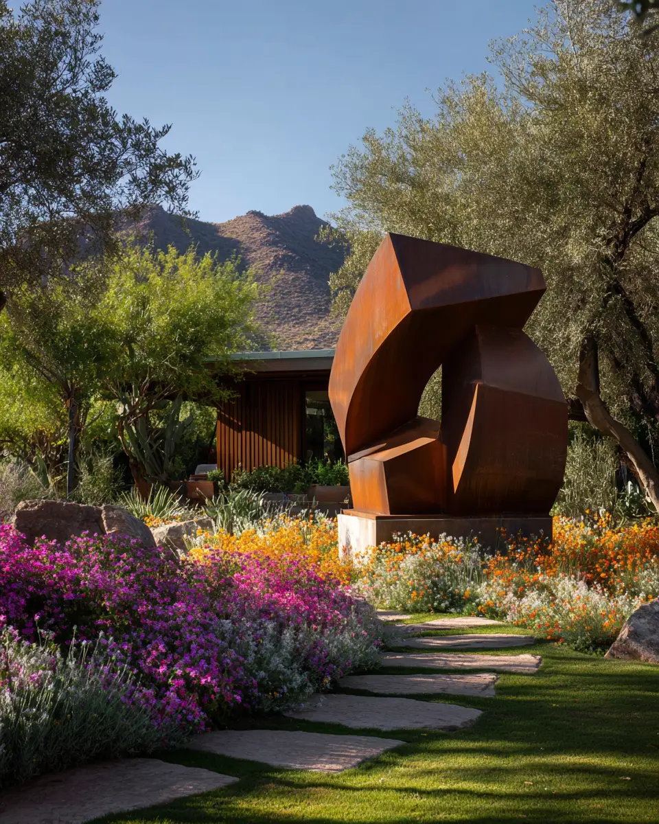 Rust Mid-Century Modern Garden Decor Ideas