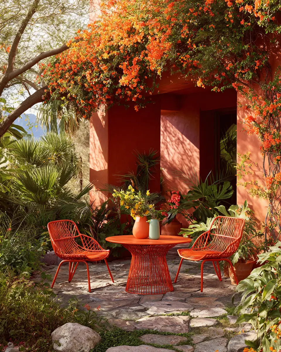 Rust Mid-Century Modern Garden Decor Ideas