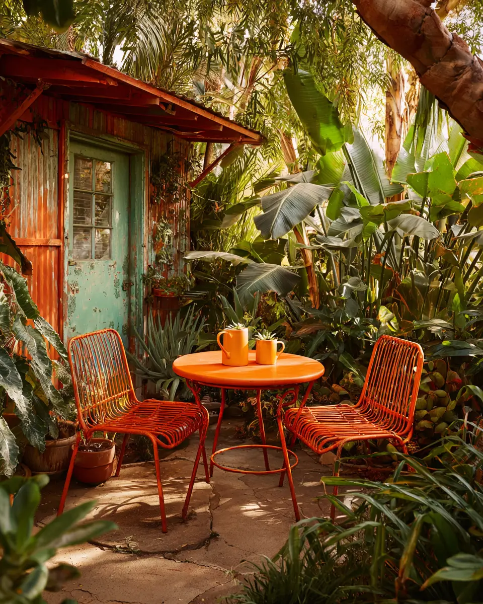 Rust Mid-Century Modern Garden Decor Ideas
