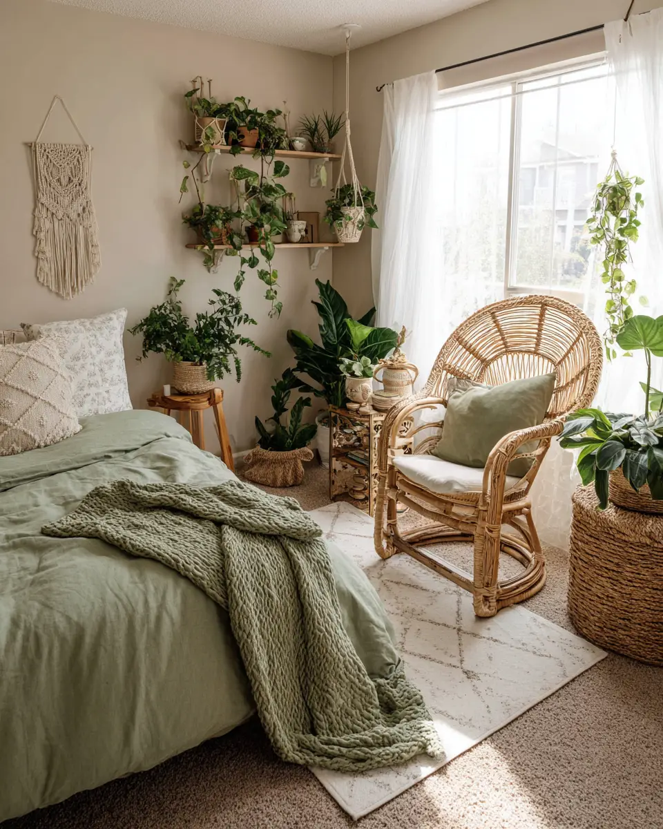 Sage Green Boho Bedroom Decor Ideas