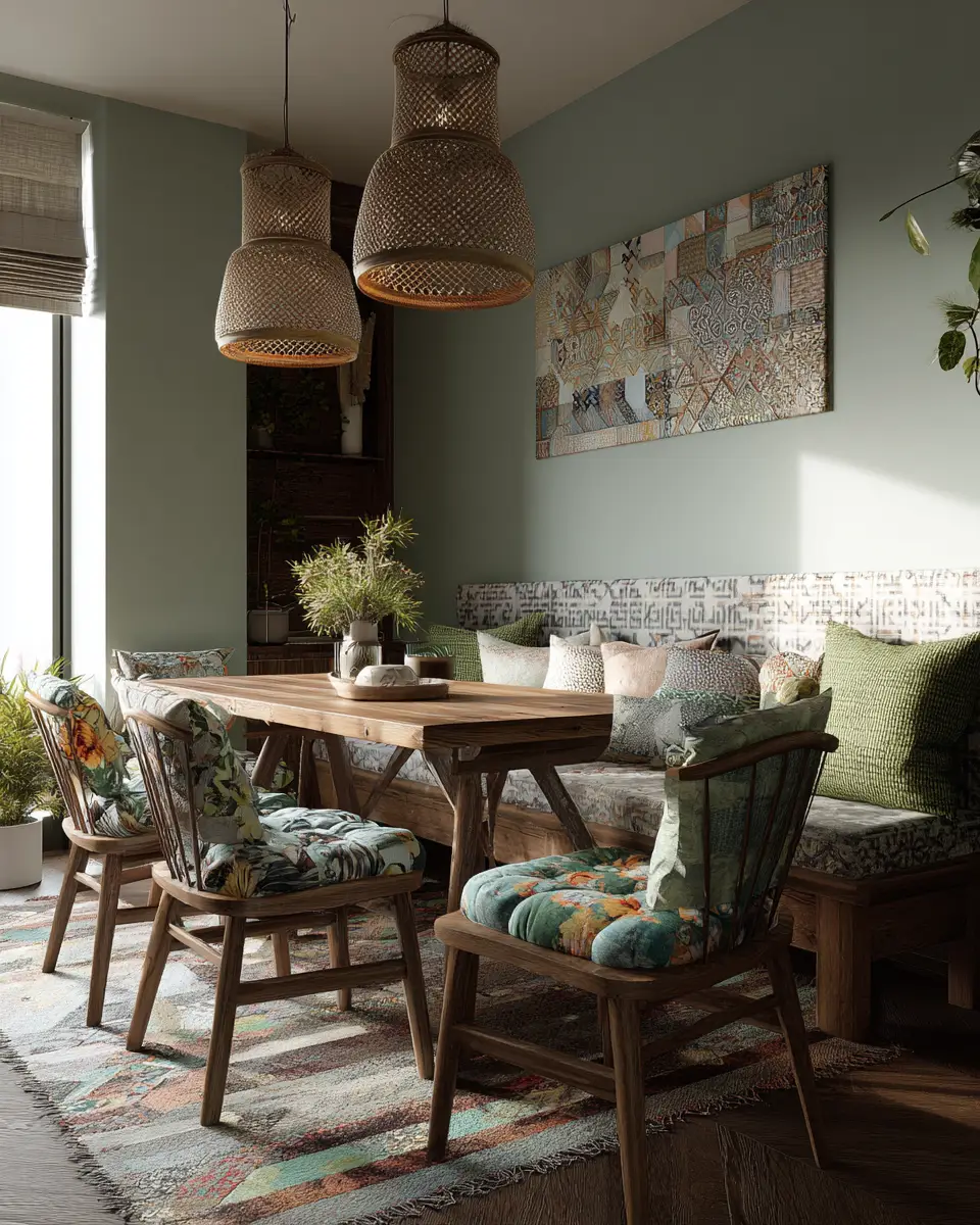 Sage Green Boho Dining Room Decor Ideas