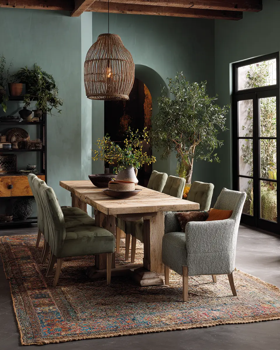 Sage Green Boho Dining Room Decor Ideas