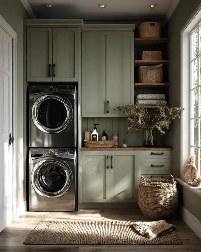 Sage Green Boho Laundry Room Decor Ideas - Featured