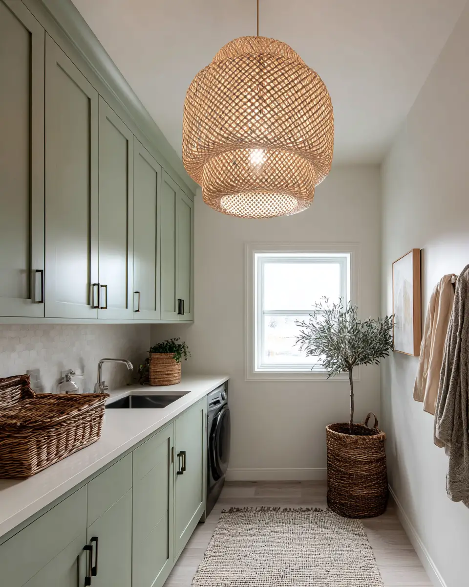 Sage Green Boho Laundry Room Decor Ideas