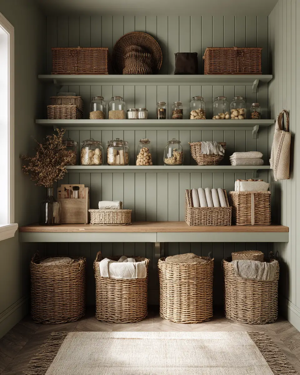 Sage Green Boho Laundry Room Decor Ideas