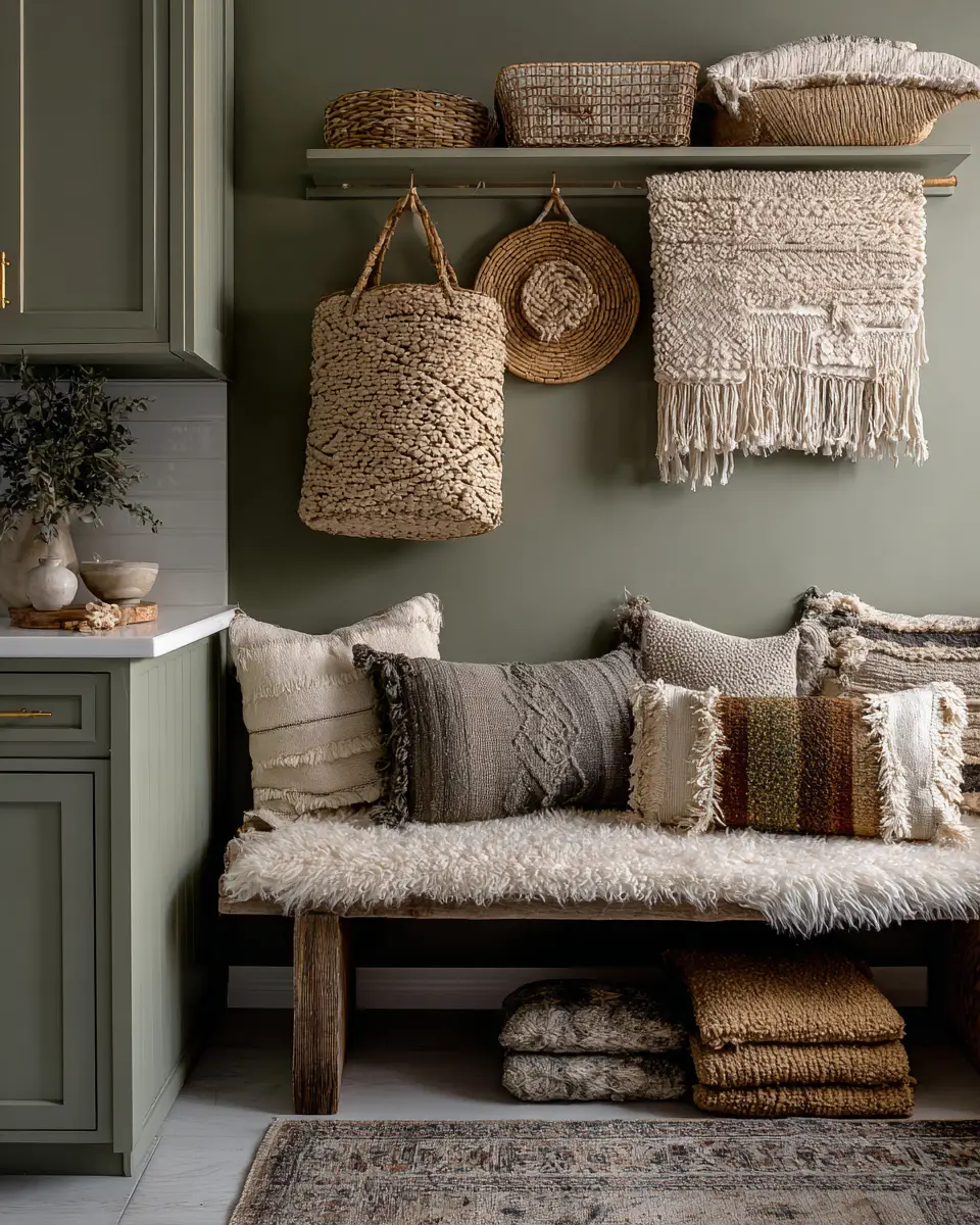 Sage Green Boho Laundry Room Decor Ideas