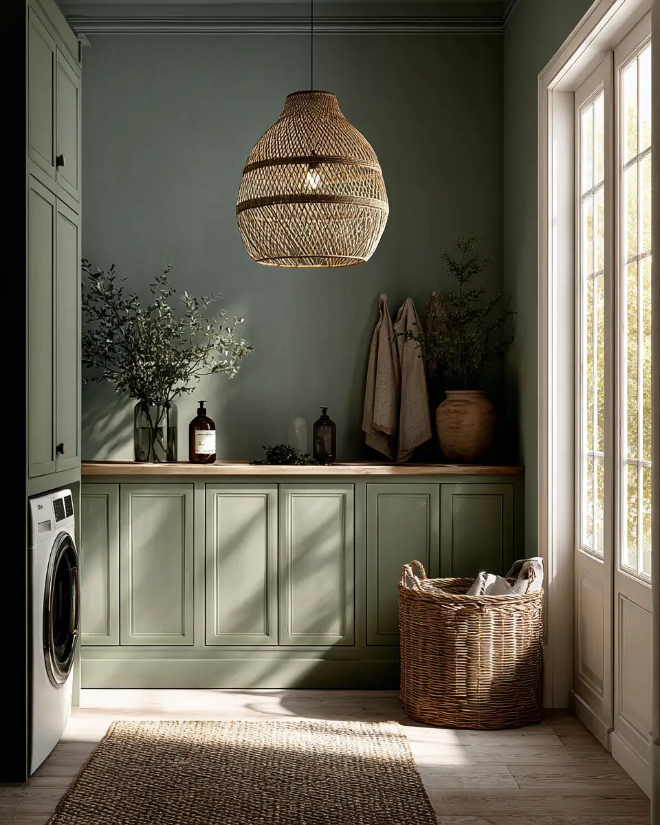 Sage Green Boho Laundry Room Decor Ideas