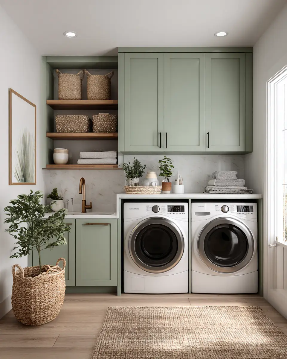 Sage Green Boho Laundry Room Decor Ideas