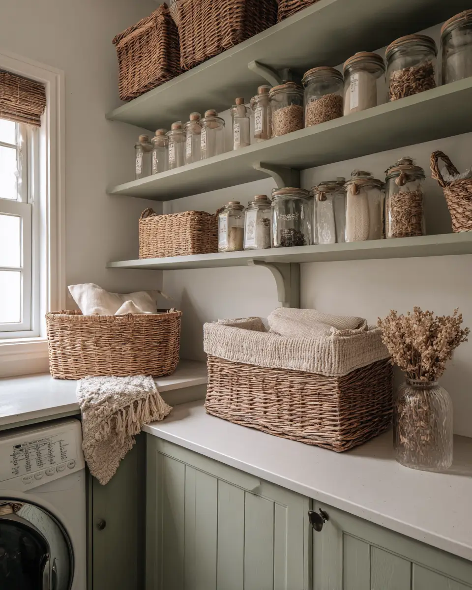 Sage Green Boho Laundry Room Decor Ideas
