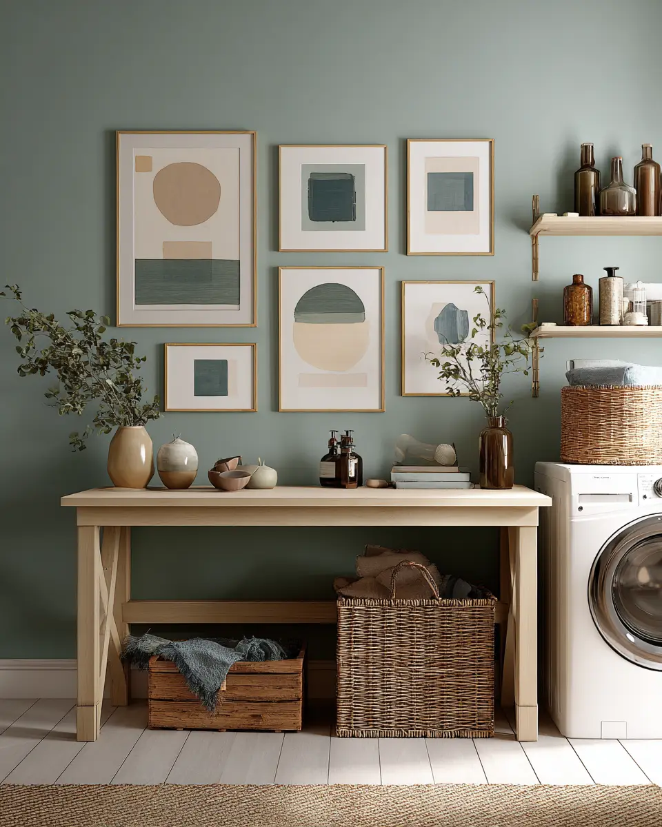 Sage Green Boho Laundry Room Decor Ideas