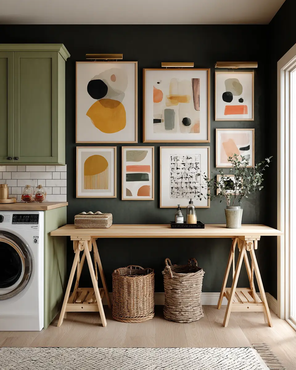 Sage Green Boho Laundry Room Decor Ideas