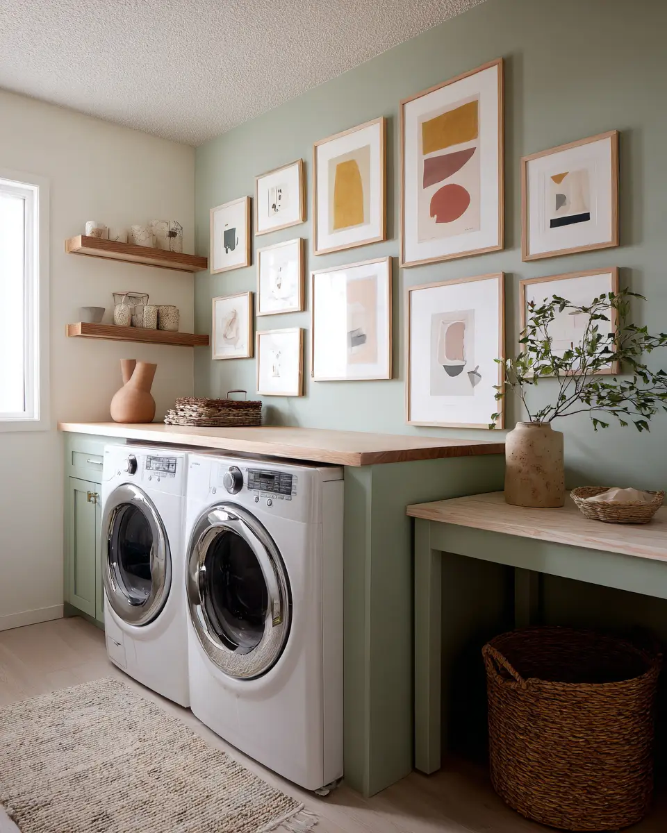 Sage Green Boho Laundry Room Decor Ideas