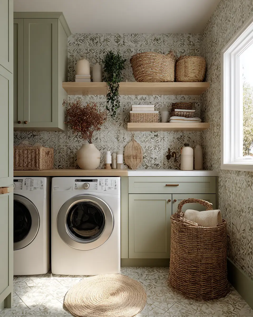 Sage Green Boho Laundry Room Decor Ideas