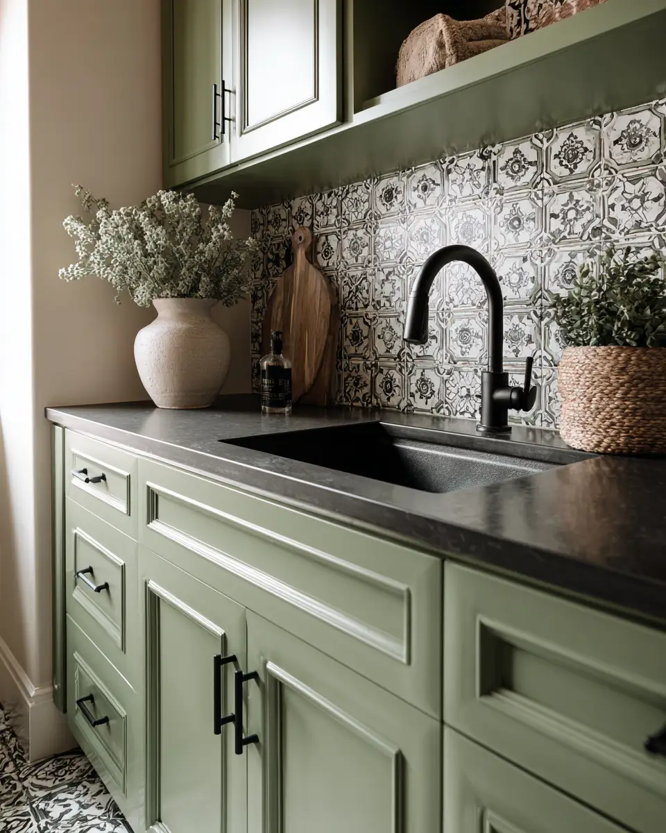 Sage Green Boho Laundry Room Decor Ideas