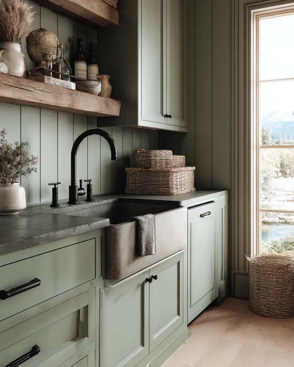 Sage Green Boho Laundry Room Decor Ideas