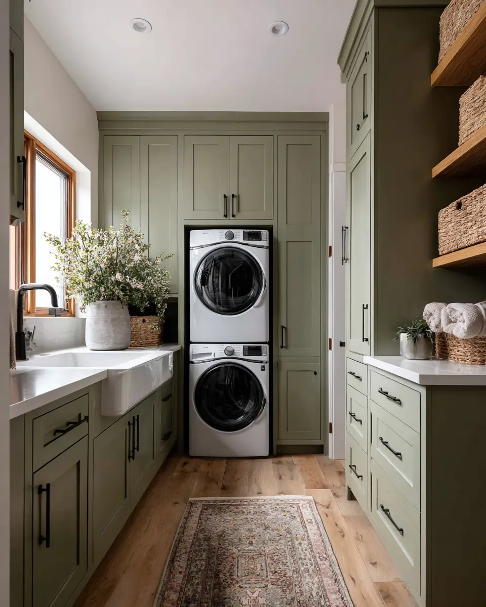 Sage Green Boho Laundry Room Decor Ideas