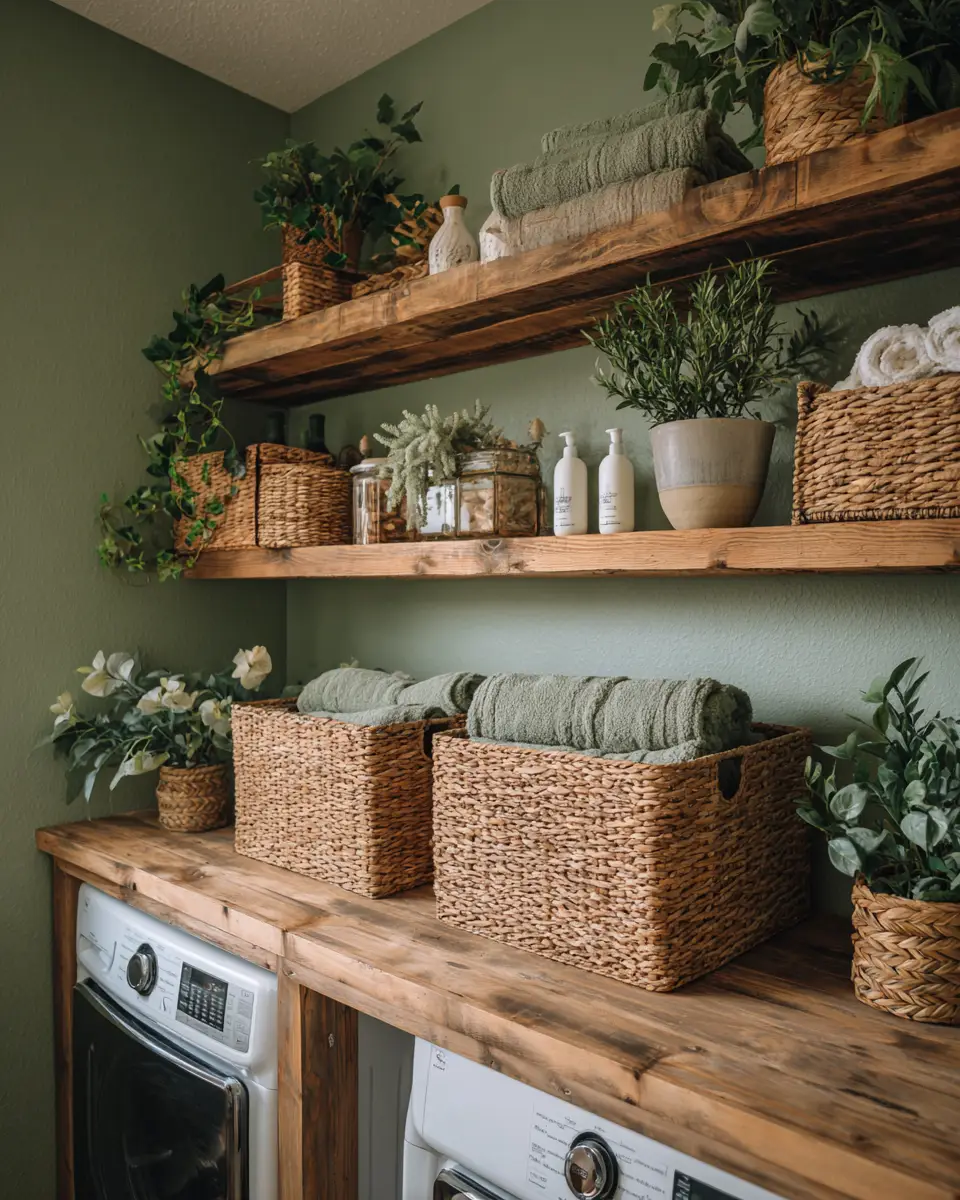 Sage Green Boho Laundry Room Decor Ideas