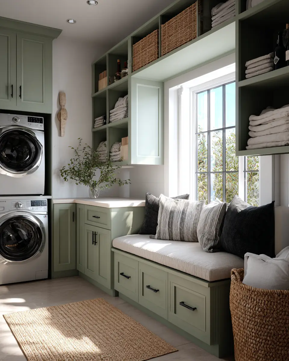 Sage Green Boho Laundry Room Decor Ideas