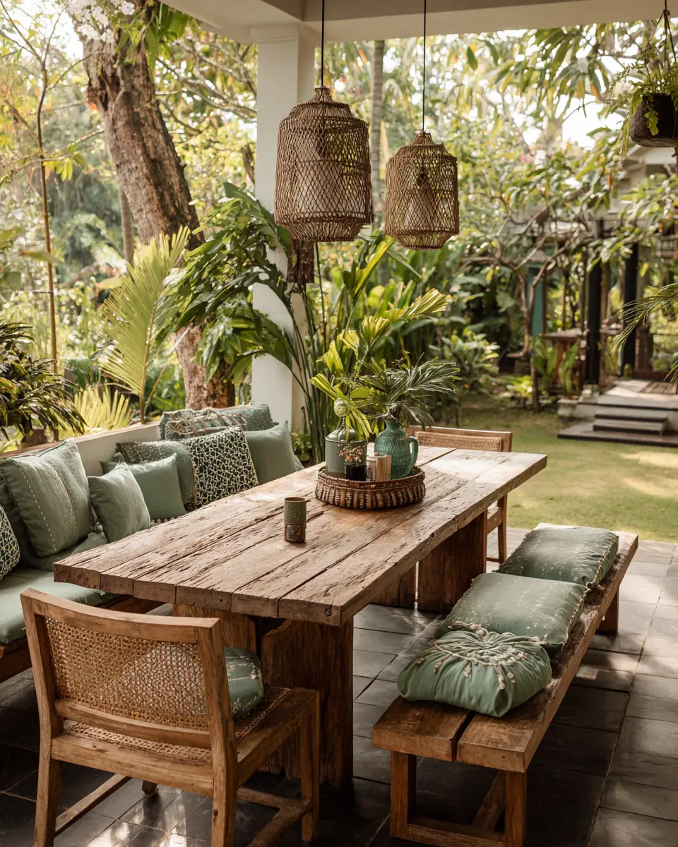 Sage Green Boho Patio Decor Ideas - Featured