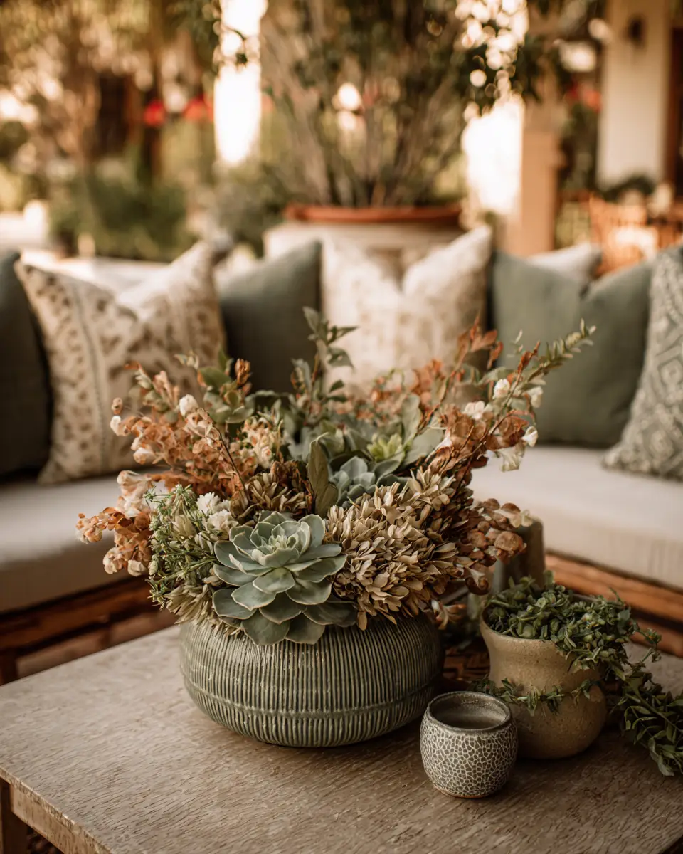 Sage Green Boho Patio Decor Ideas