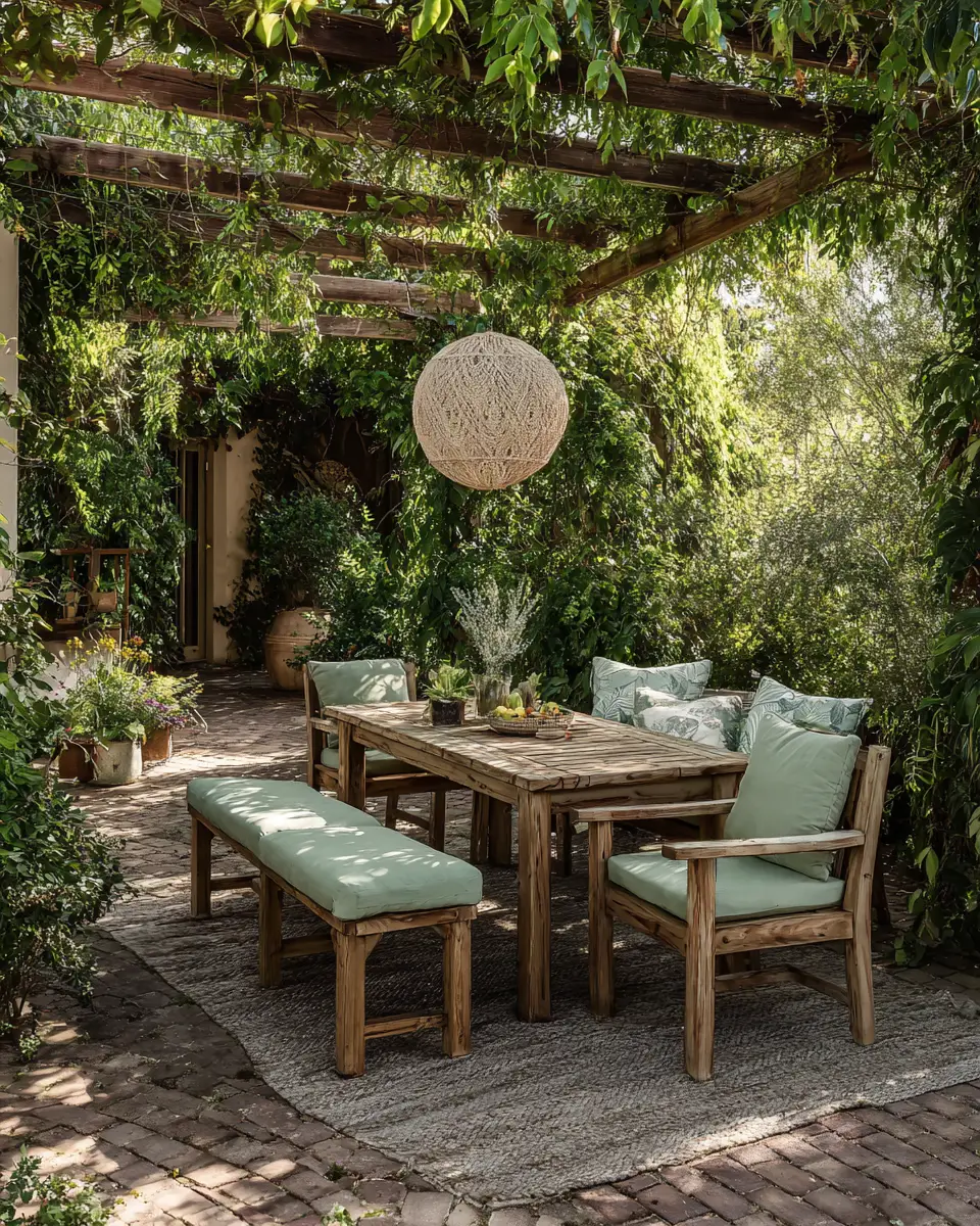 Sage Green Boho Patio Decor Ideas