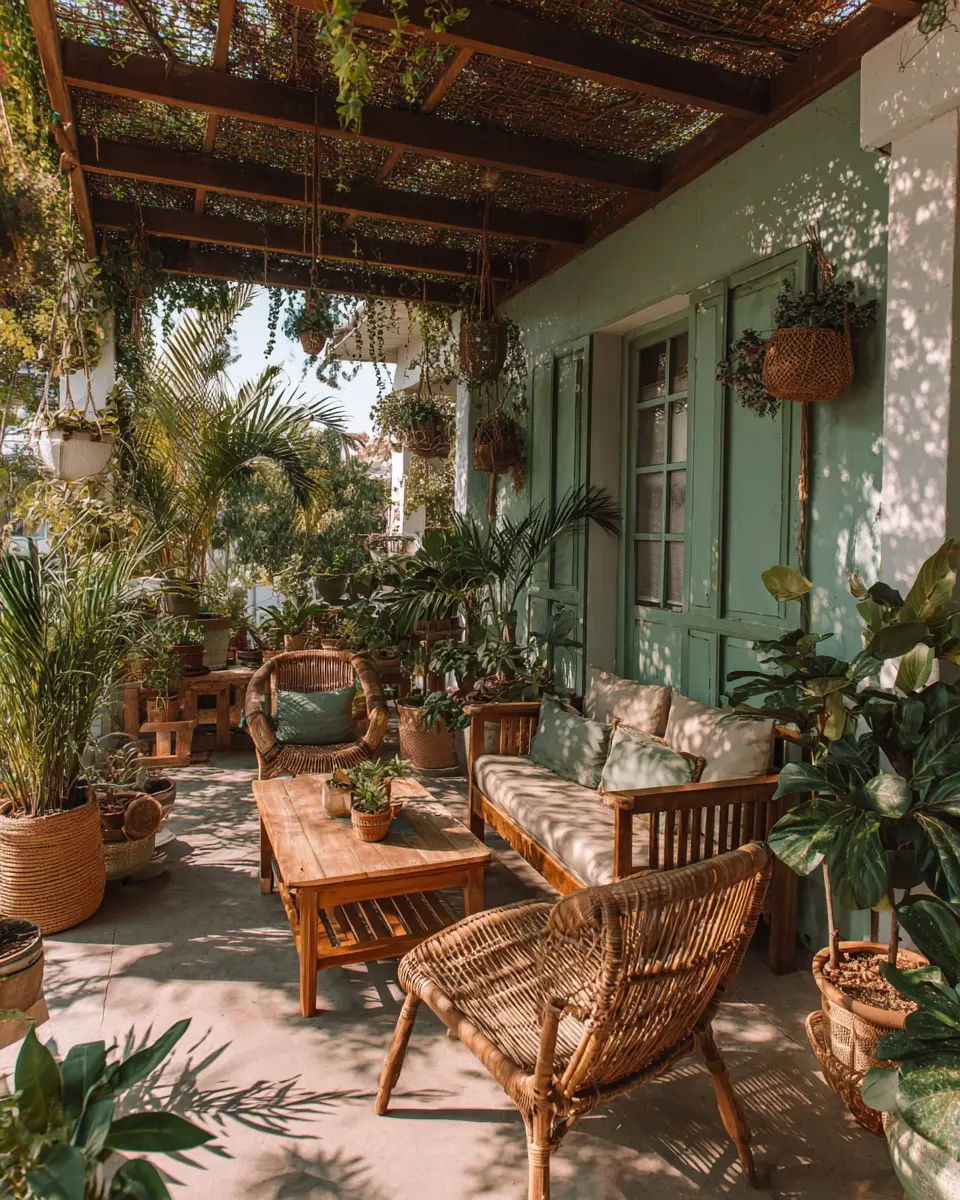 Sage Green Boho Patio Decor Ideas