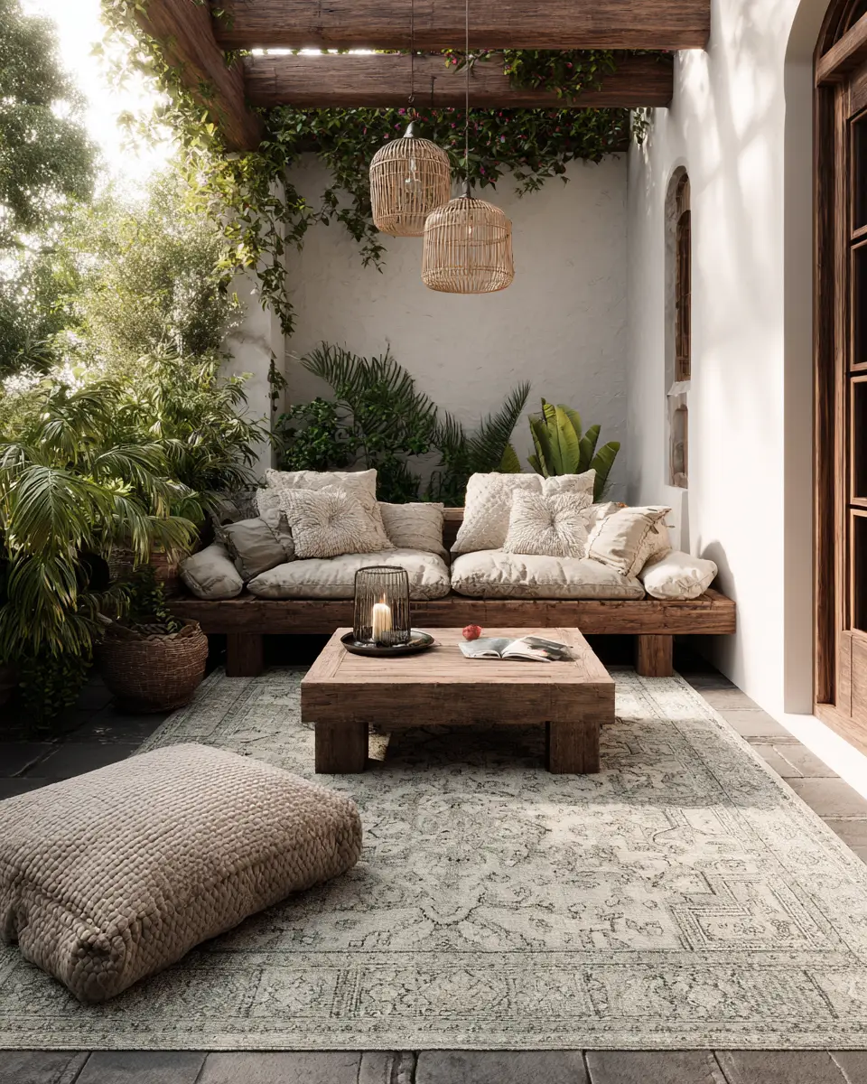 Sage Green Boho Patio Decor Ideas