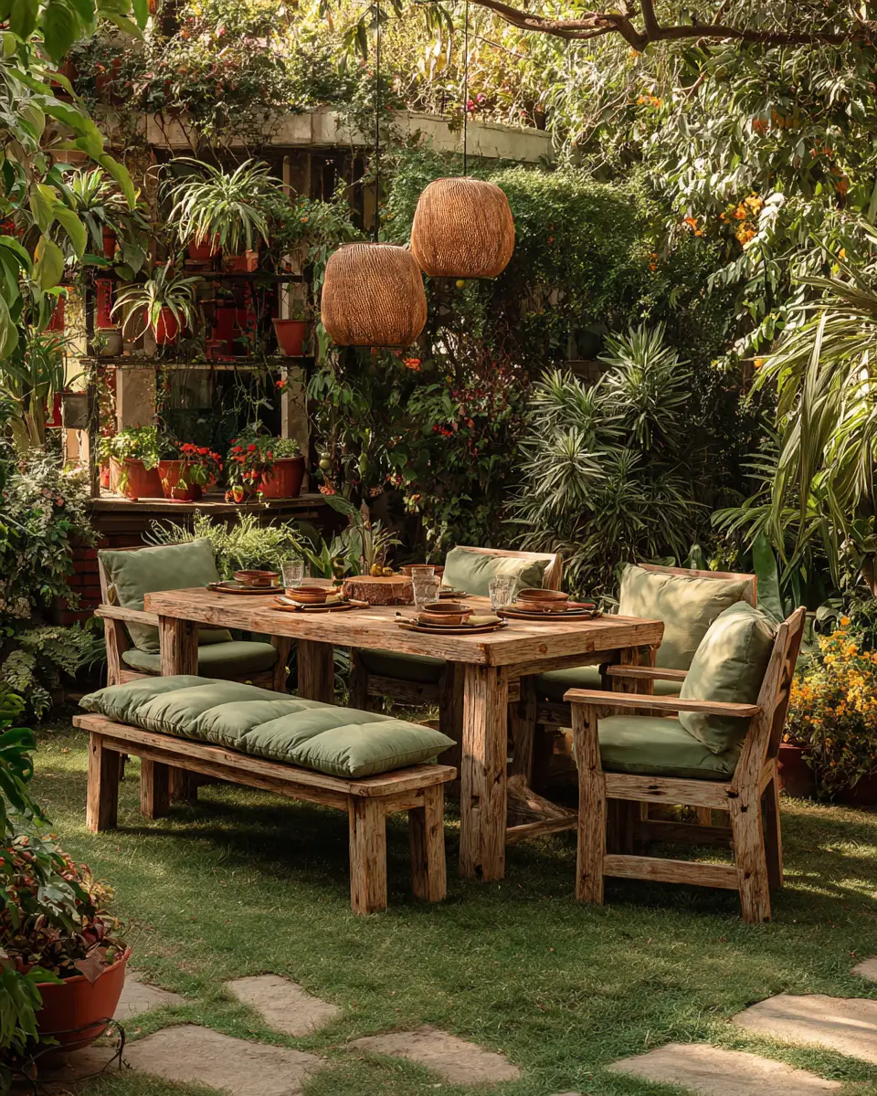 Sage Green Boho Patio Decor Ideas