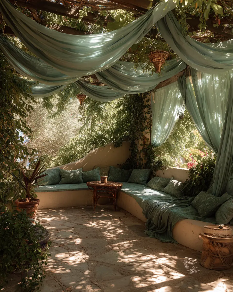 Sage Green Boho Patio Decor Ideas