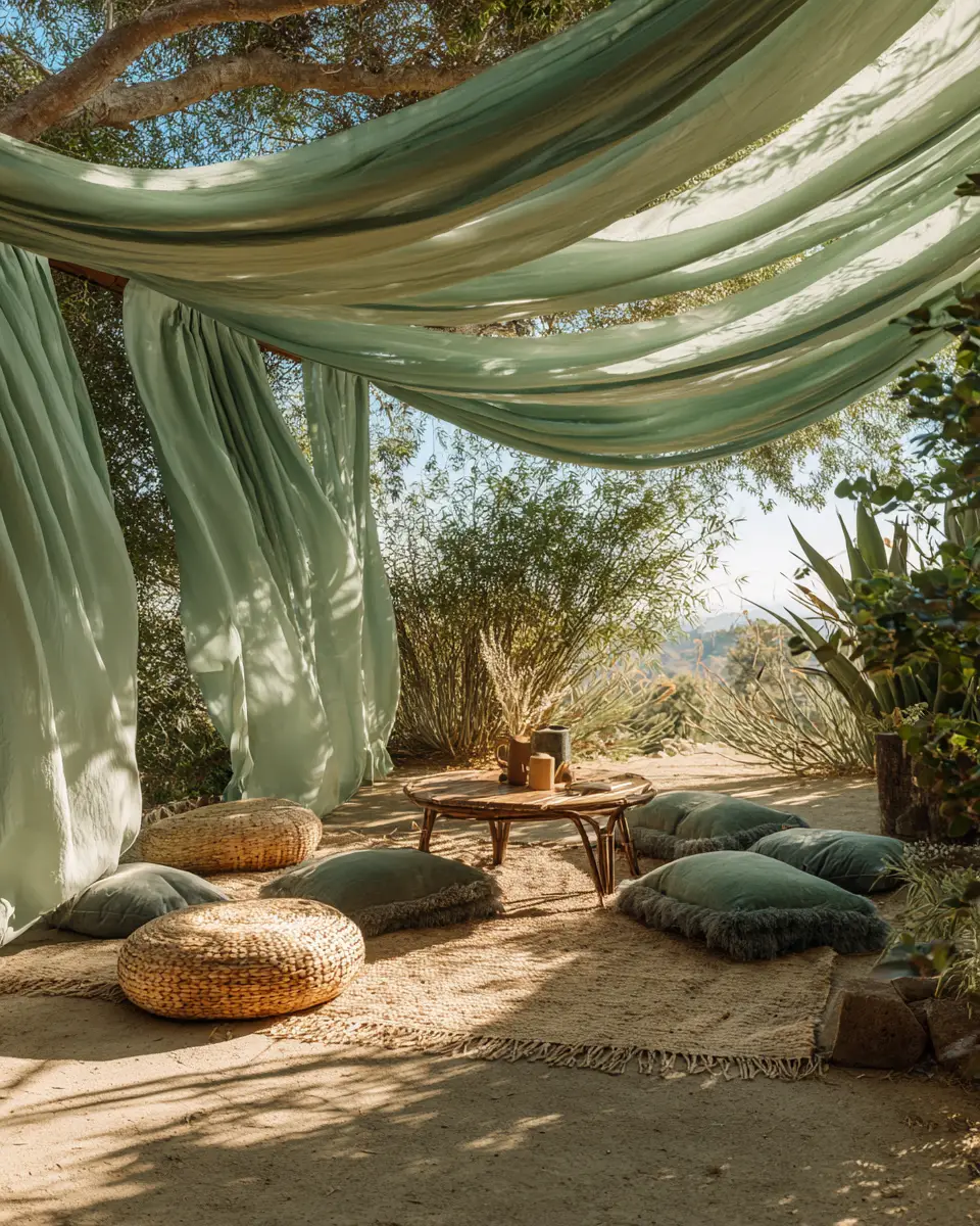 Sage Green Boho Patio Decor Ideas
