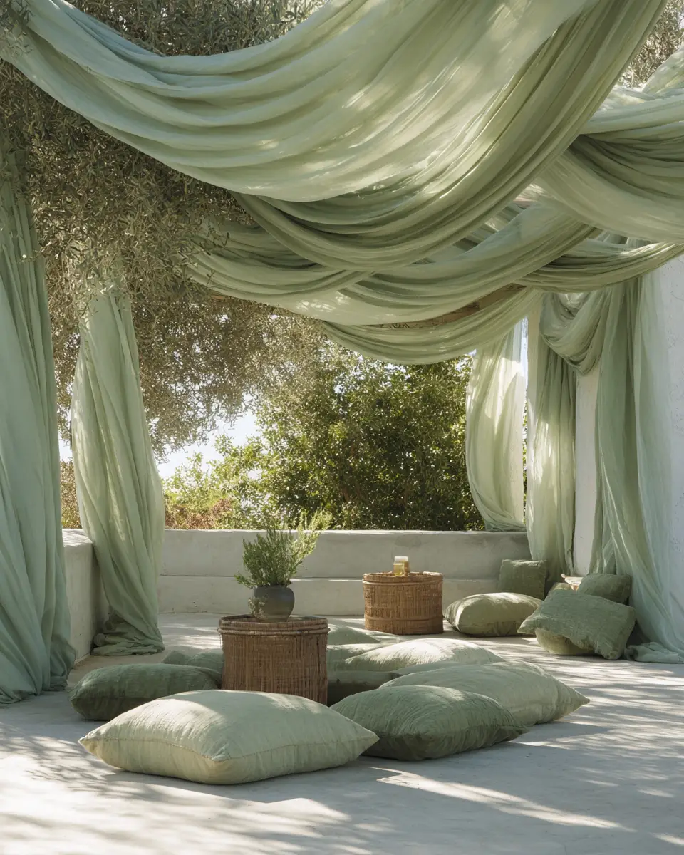 Sage Green Boho Patio Decor Ideas